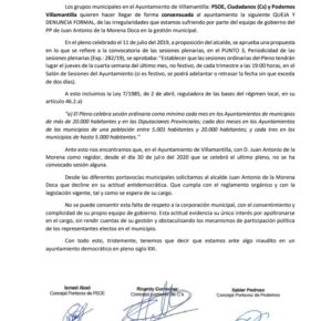 Ciudadanos (Cs) Villamantilla denuncia que el alcalde lleva 4 meses sin convocar plenos Ciudadanos (Cs) Villamantilla denuncia que el alcalde lleva 4 meses sin convocar plenos